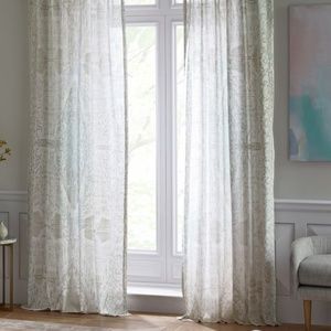 West Elm Accents 2 Sheer New Medallion Dusty Blue Curtains